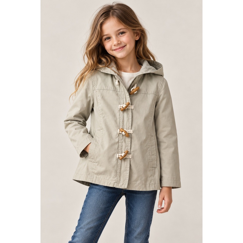 United Colors of Benetton Kids Khaki Tan Hooded Toggle Jacket Size M 7-8 130cm